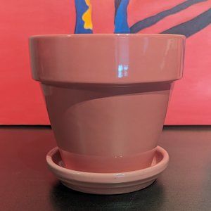 Coral Pink Ceramic Planter Set 6.5"